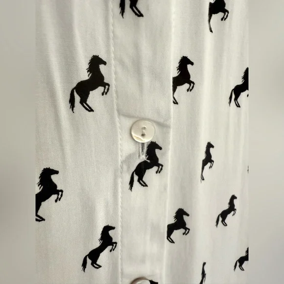 Anthropologie Jane & Delancey women’s equestrian horse short sleeve top Size Med - Picture 5 of 7